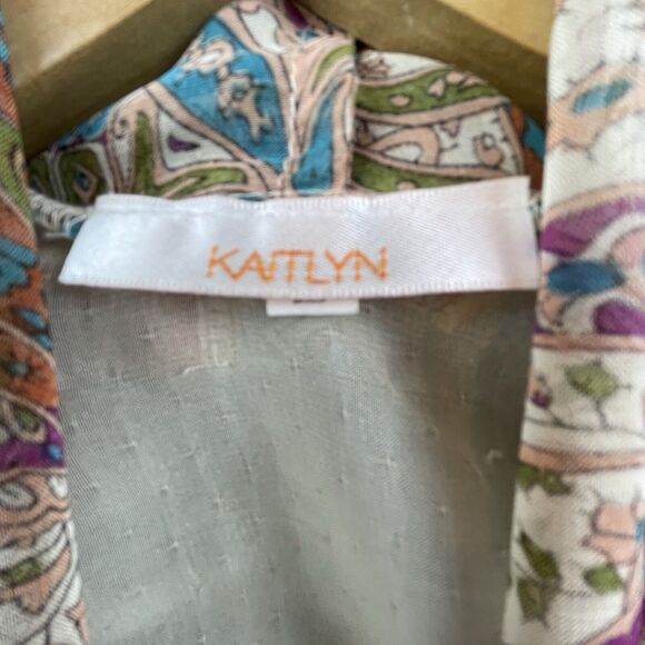 Kaitlyn Vest Womens Large Boho Bandana Flowy Sheer Paisley Festival Hippie - Picture 2 of 6